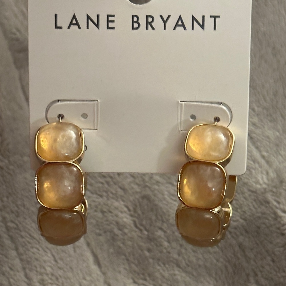 Lane Bryant Gold and Cream Earrings